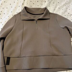 Women's Cropped Quarter-Zip Sweatshirt - Taupe